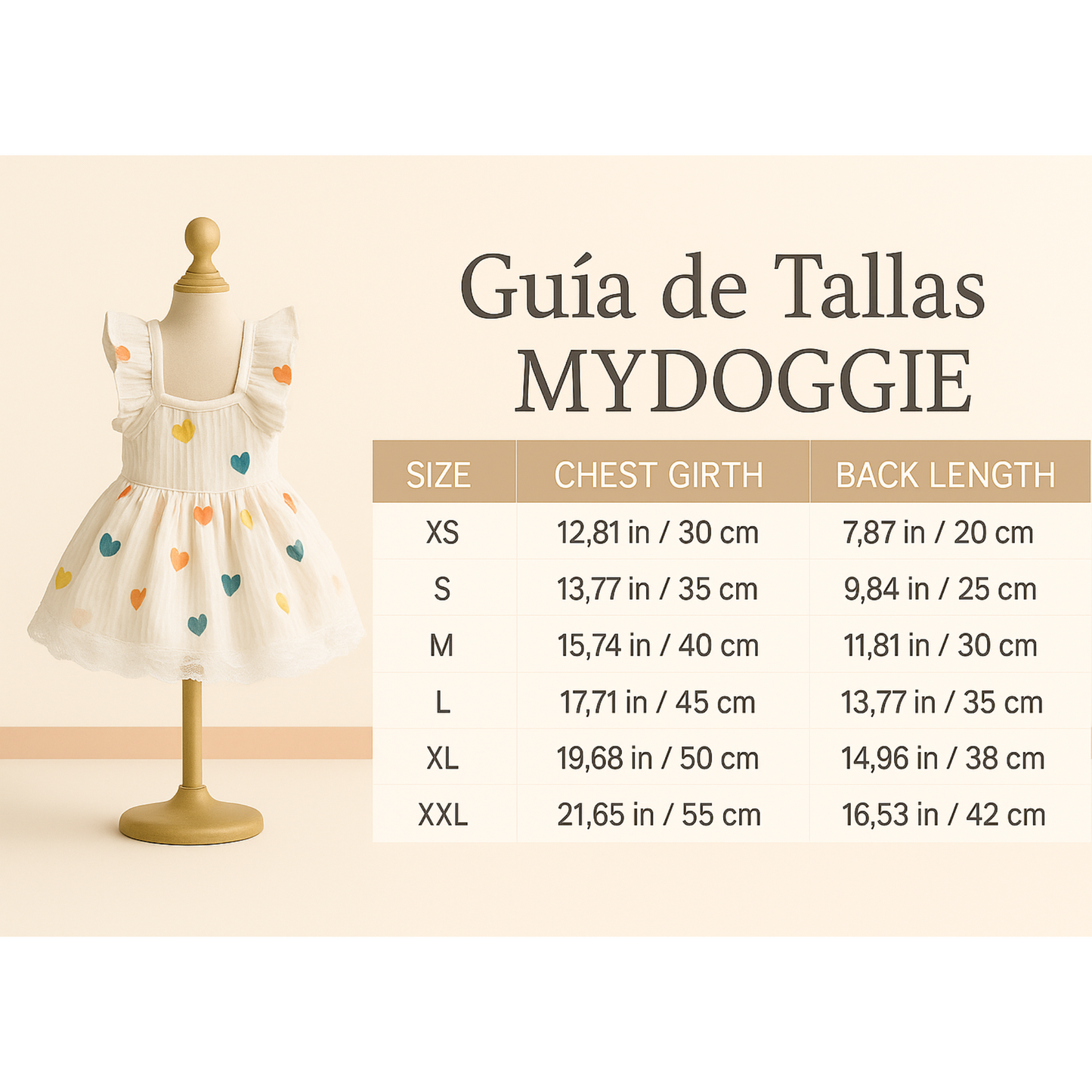 Vestido de perro con patrón de corazón lindo