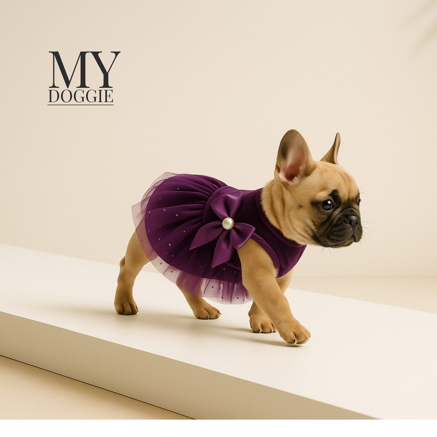 MYDOGGIEFOOD Luxury Velvet Dog Dress | Elegant Princess Outfit with Glitter Tulle & Satin Bow | Premium Gift Box | Perfect for Weddings, Birthdays & Special Occasions