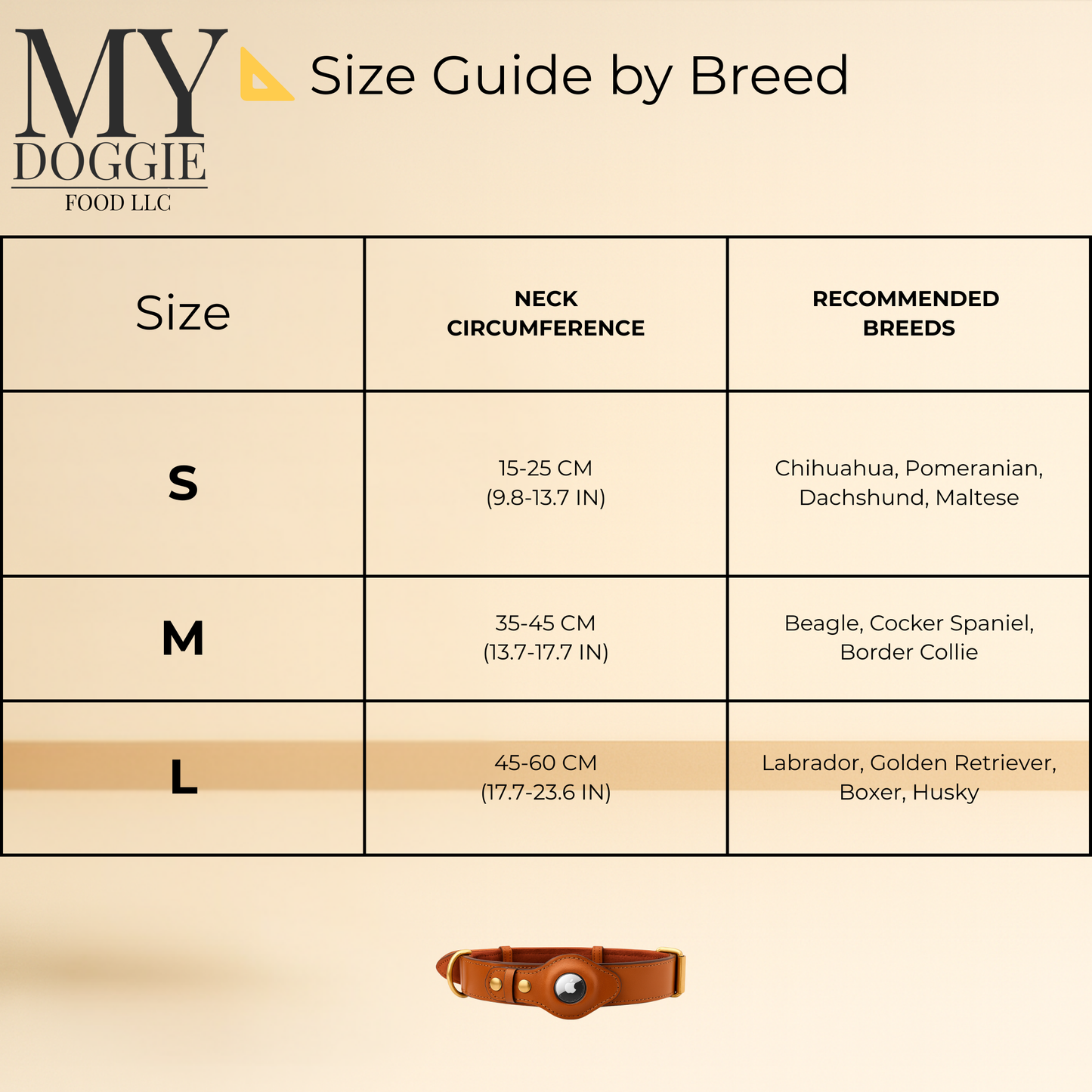 My Doggie Premium Leather Dog Collar with AirTag Pocket & Safety Clasp — 100% Genuine Leather, Heavy-Duty Buckles, Secure Matching Leather Leash