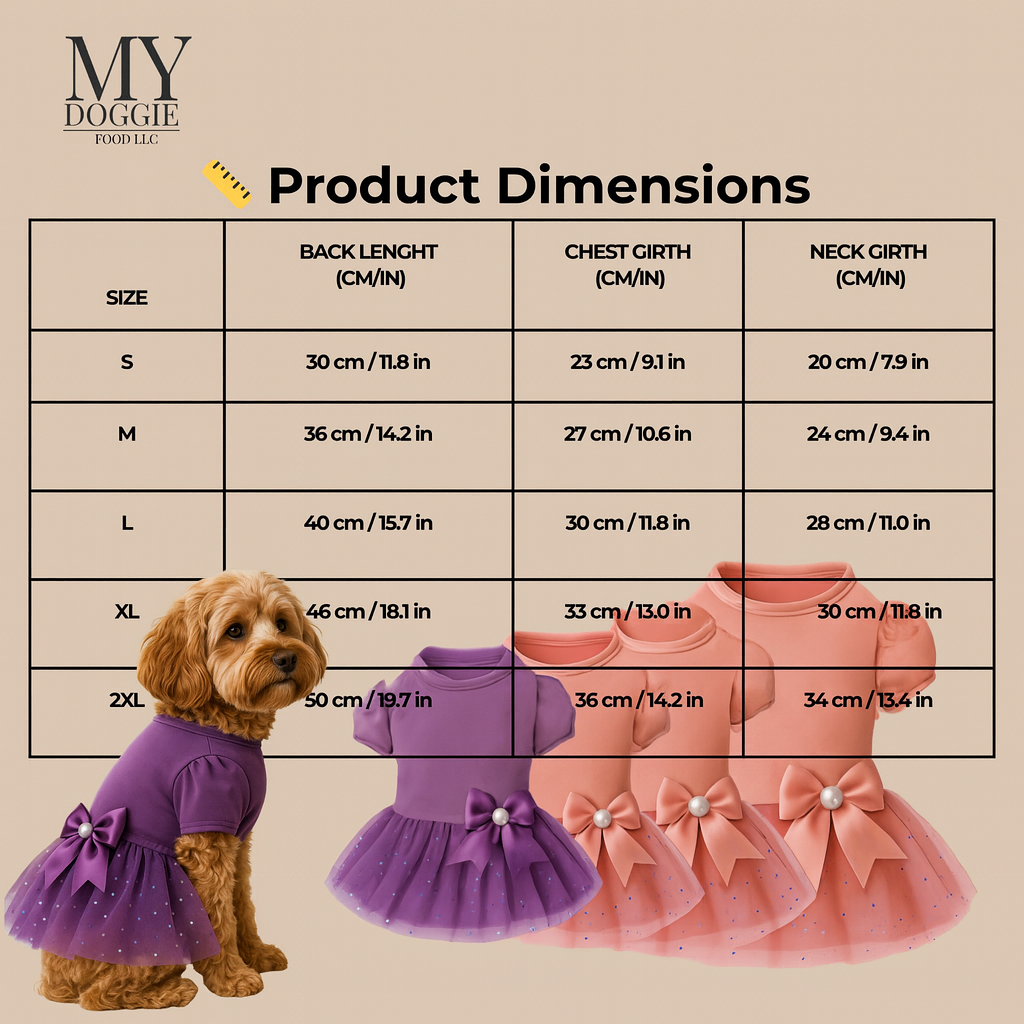 MYDOGGIEFOOD Luxury Velvet Dog Dress | Elegant Princess Outfit with Glitter Tulle & Satin Bow | Premium Gift Box | Perfect for Weddings, Birthdays & Special Occasions