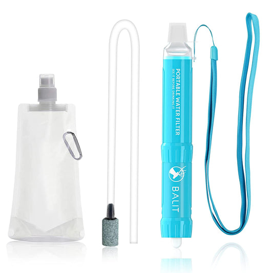 Water Filter Pump Personal Water Filter Straw 4-Stage Filtration for Group Camping and Emergency Preparedness