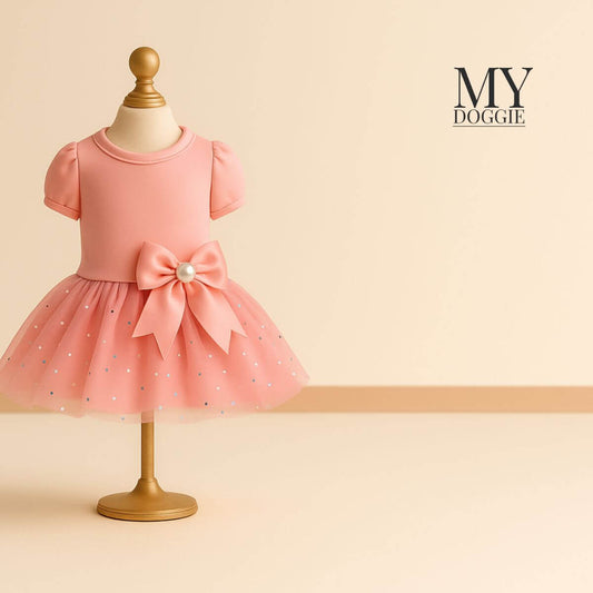 MYDOGGIE Luxury Velvet Dress for Small Dogs & Puppies (Toy Breeds) | Elegant Princess Outfit with Glitter Tulle & Satin Bow | Perfect for Chihuahua, Yorkie & Teacup Sizes | Premium Gift Box Included