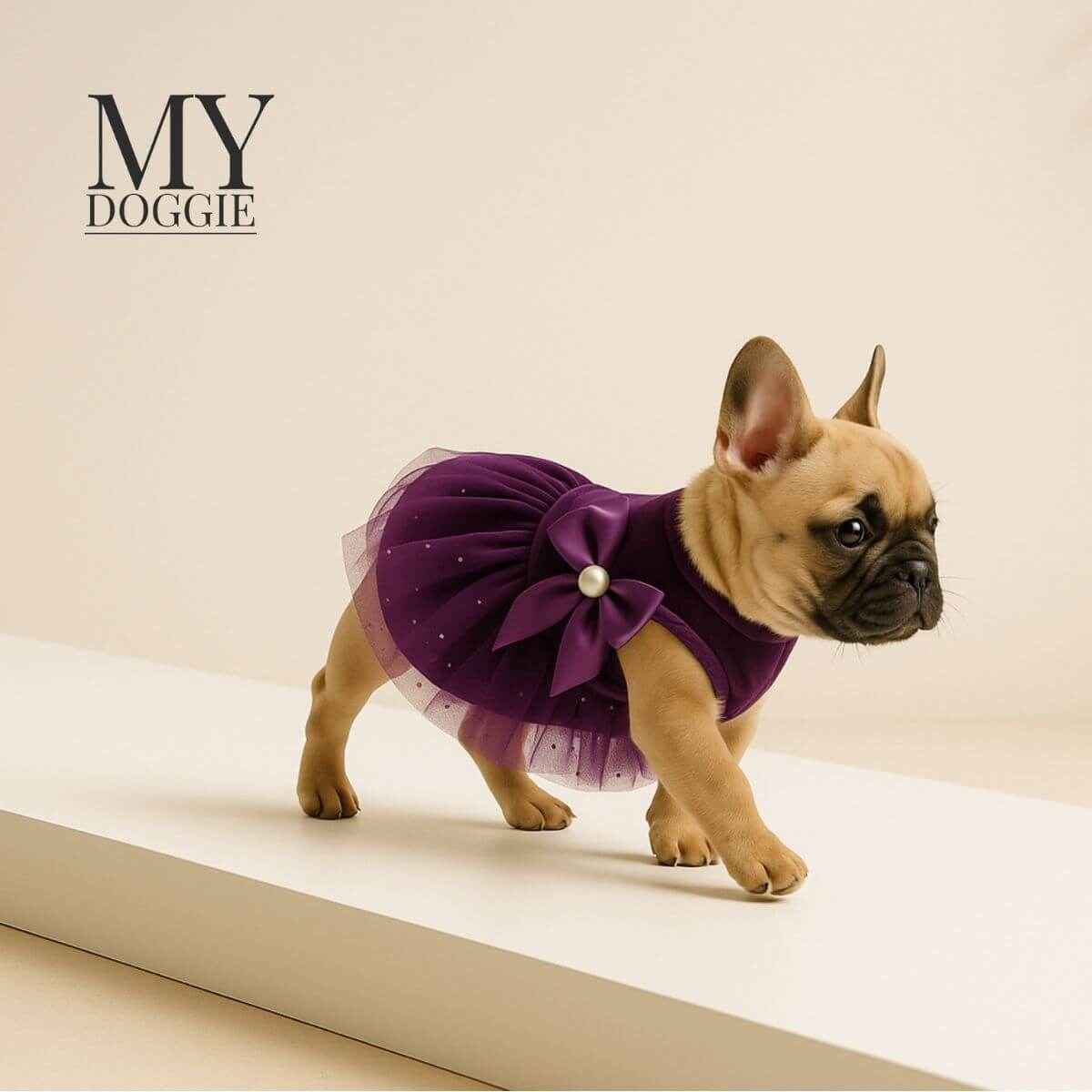 MYDOGGIE Luxury Velvet Dress for Small Dogs & Puppies (Toy Breeds) | Elegant Princess Outfit with Glitter Tulle & Satin Bow | Perfect for Chihuahua, Yorkie & Teacup Sizes | Premium Gift Box Included