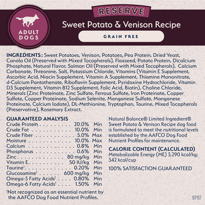Limited Ingredient Adult Grain-Free Dry Dog Food, Reserve Sweet Potato & Venison Recipe, 4 Pound (Pack of 1)