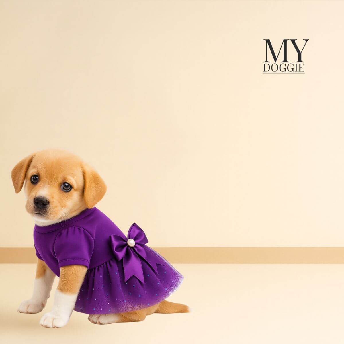 MYDOGGIE Luxury Velvet Dress for Small Dogs & Puppies (Toy Breeds) | Elegant Princess Outfit with Glitter Tulle & Satin Bow | Perfect for Chihuahua, Yorkie & Teacup Sizes | Premium Gift Box Included