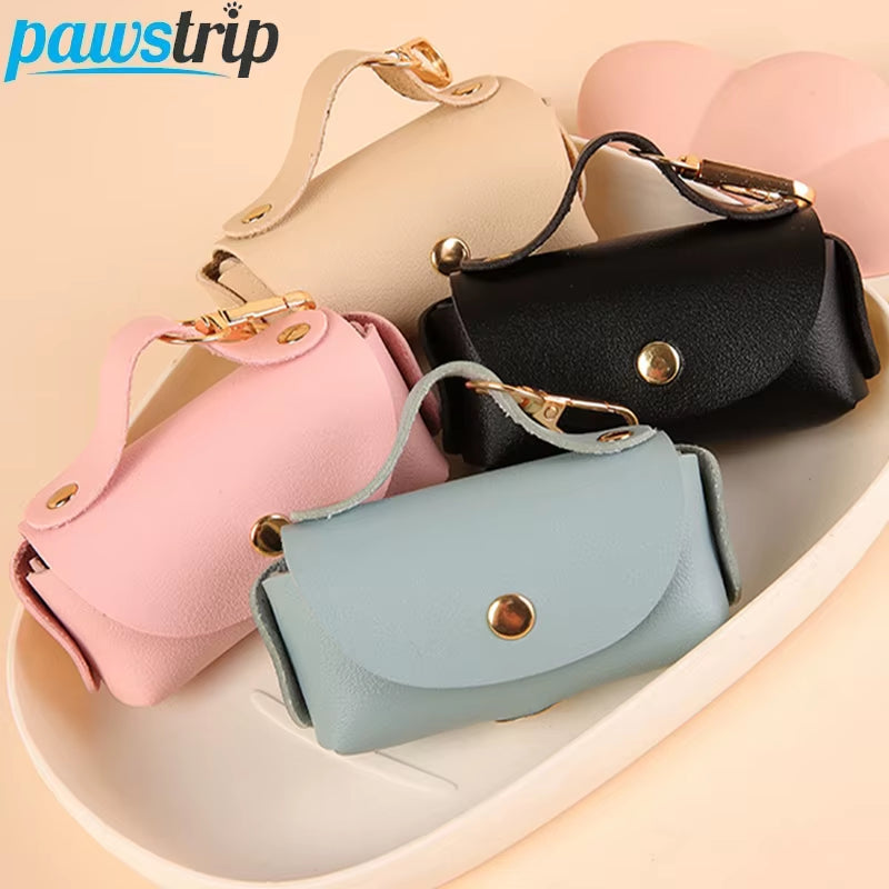 Portable Dog Poop Bag Holder PU Durable Pet Waste Bag Dispenser for Dogs Outdoor Pet Trash Bags Dispenser Dog Accessories