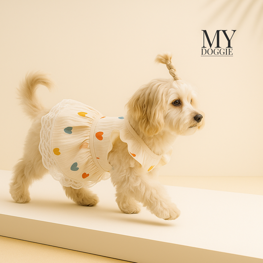 Vestido de perro con patrón de corazón lindo