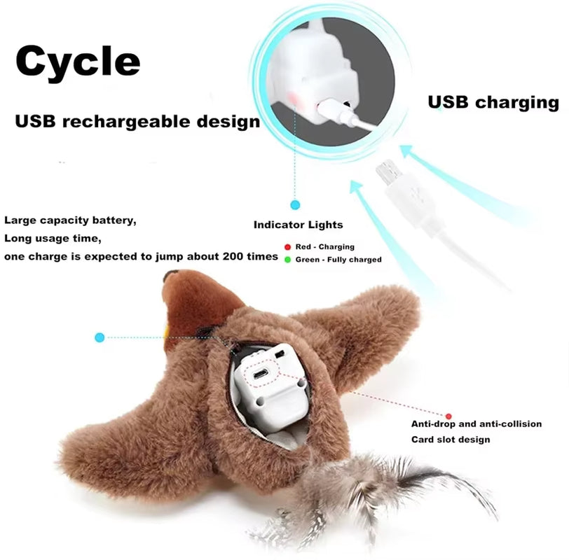 Rechargeable Flapping Bird Cat Toy — Touch-Activated with Catnip
