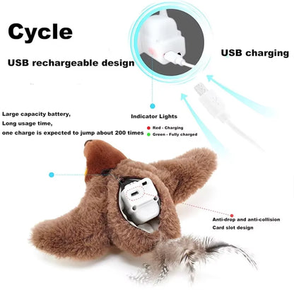Rechargeable Flapping Bird Cat Toy — Touch-Activated with Catnip