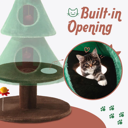 Drema 63'' H Christmas Cat Tree Condos and Toy Included