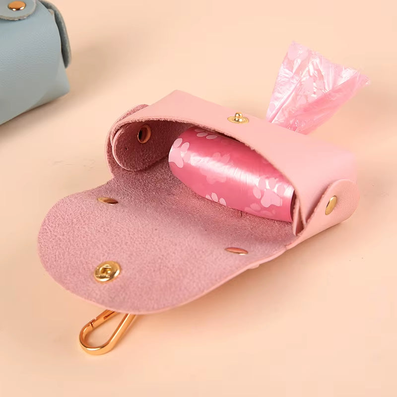 Portable Dog Poop Bag Holder PU Durable Pet Waste Bag Dispenser for Dogs Outdoor Pet Trash Bags Dispenser Dog Accessories