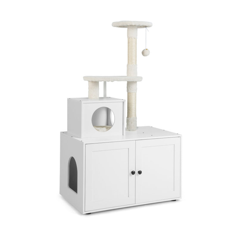 Cat Tree with Litter Box Enclosure with Cat Condo