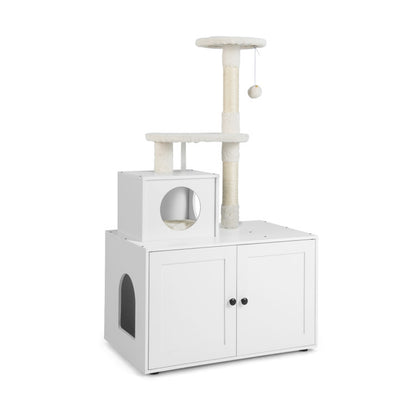 Cat Tree with Litter Box Enclosure with Cat Condo