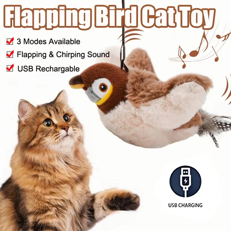 Rechargeable Flapping Bird Cat Toy — Touch-Activated with Catnip