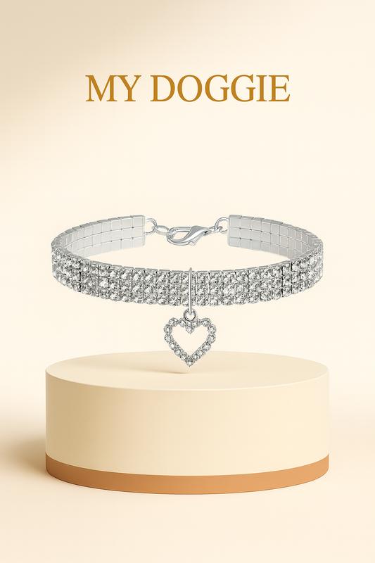 3 Pieces Bling Rhinestones Pet Collars Glitter Pendant Dog Collars Adjustable Crystal Cat Collar Elastic Pet Necklace for Small Pet Cat Dogs Puppy (White)