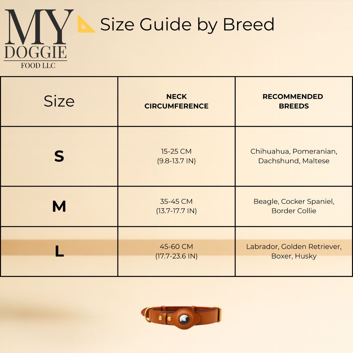 My Doggie Premium Leather Dog Collar with AirTag Pocket & Safety Clasp — 100% Genuine Leather, Heavy-Duty Buckles, Secure Matching Leather Leash