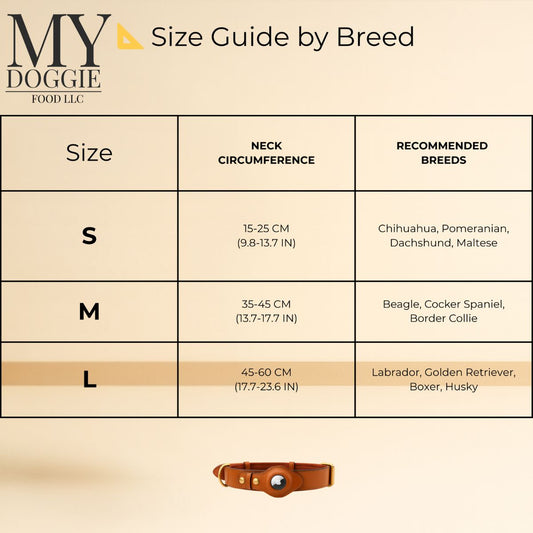 My Doggie Premium Leather Dog Collar with AirTag Pocket & Safety Clasp — 100% Genuine Leather, Heavy-Duty Buckles, Secure Matching Leather Leash