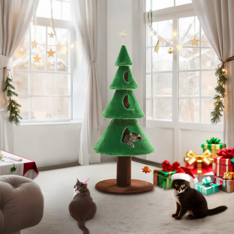 Drema 63'' H Christmas Cat Tree Condos and Toy Included