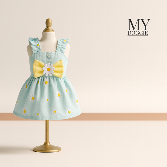 HAPPY EVERYDAY Vestido de princesa elegante para perros flores celeste