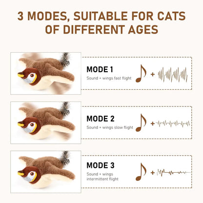 Rechargeable Flapping Bird Cat Toy — Touch-Activated with Catnip