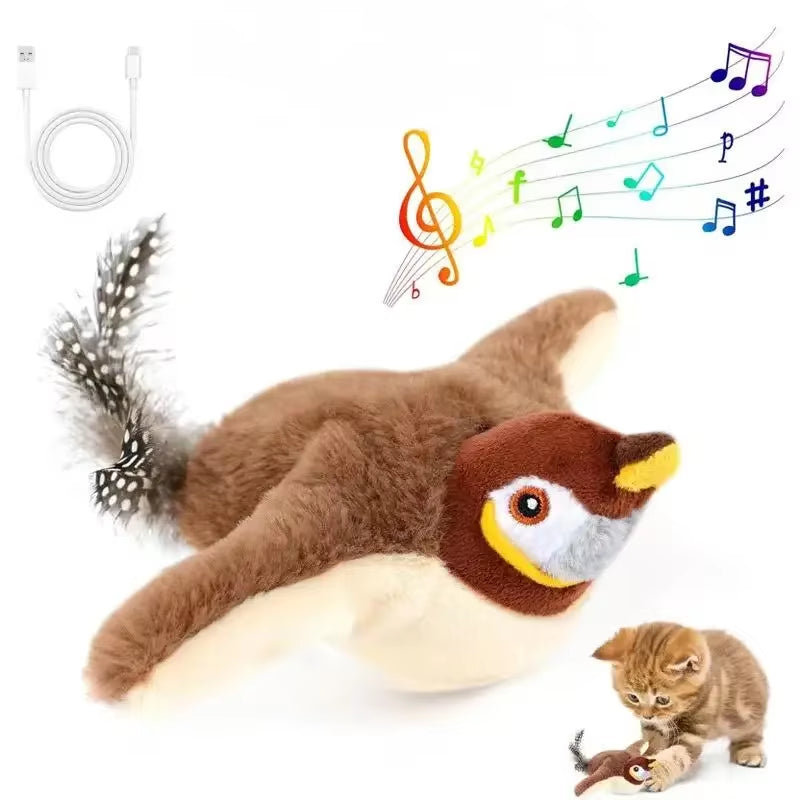 Rechargeable Flapping Bird Cat Toy — Touch-Activated with Catnip
