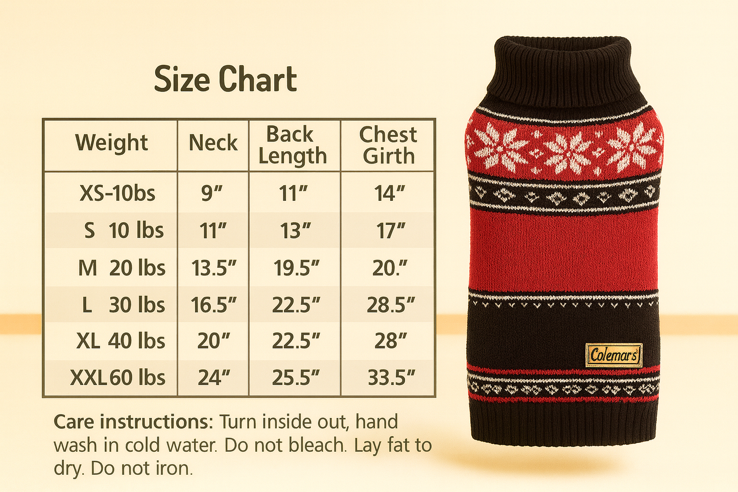 Fair Isle Knit Dog Sweater – Red All-Over Snowflake Pattern with Button Neck (Cozy Turtleneck)
