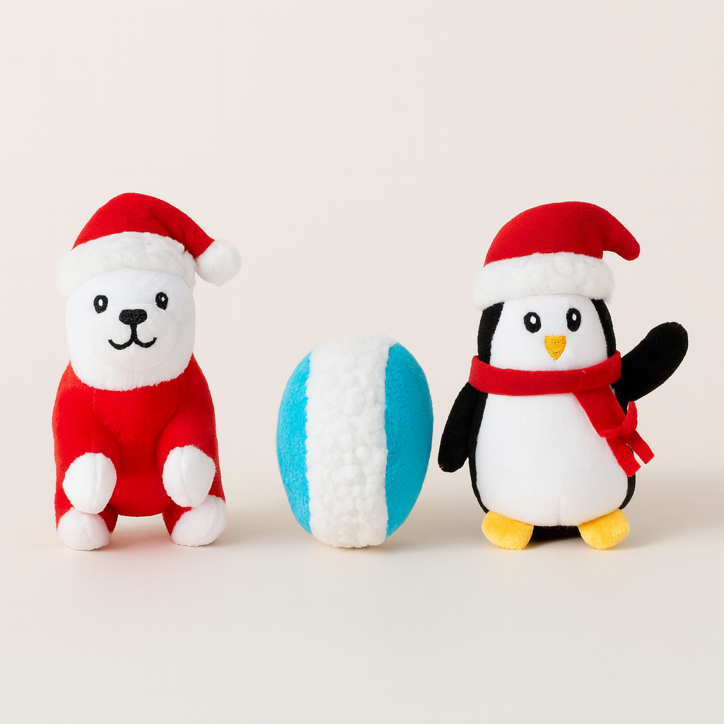 ZippyPaws Polar Bear — Holiday Plush Dog Toy with Squeaker