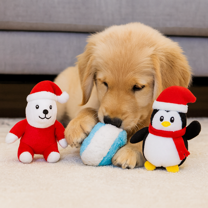 ZippyPaws Polar Bear — Holiday Plush Dog Toy with Squeaker