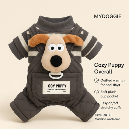 Teddy Bear Dog Jumpsuit — Thick, Warm Overalls for Fall/Winter