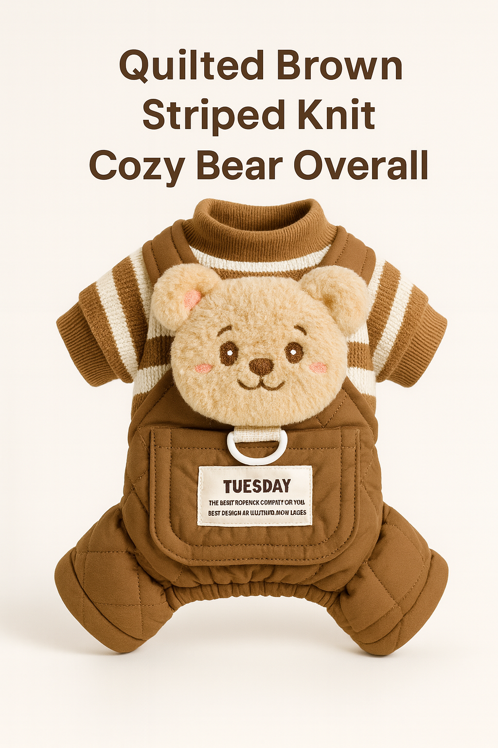 Teddy Bear Dog Jumpsuit — Thick, Warm Overalls for Fall/Winter