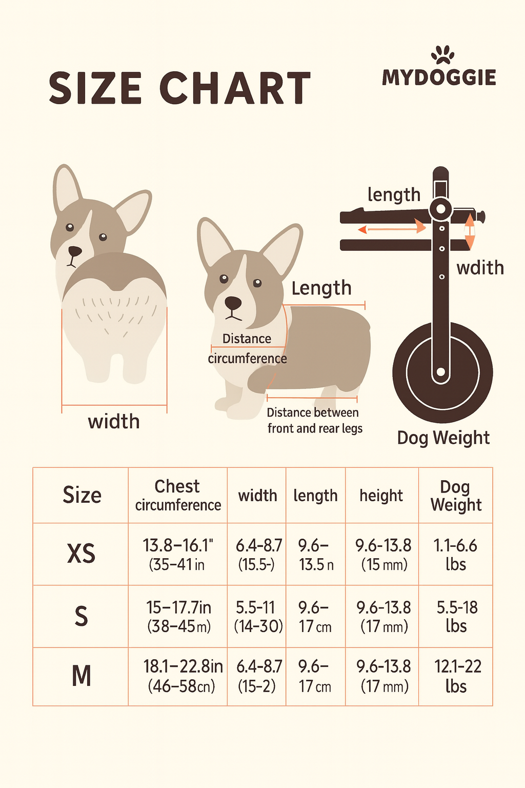 Lightweight Rear Support Dog Wheelchair — Adjustable Fit