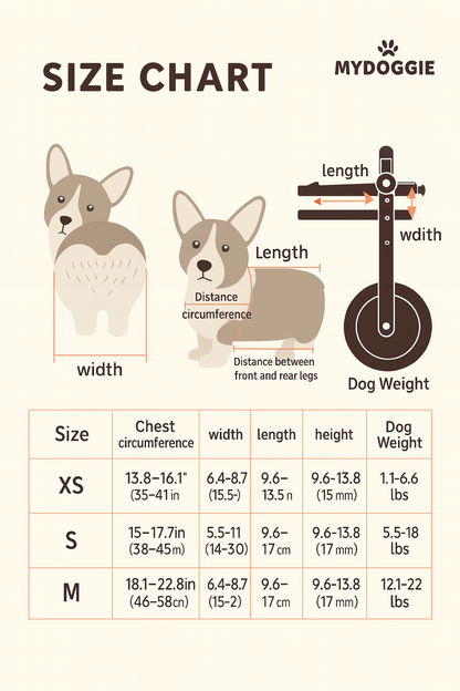 Lightweight Rear Support Dog Wheelchair — Adjustable Fit