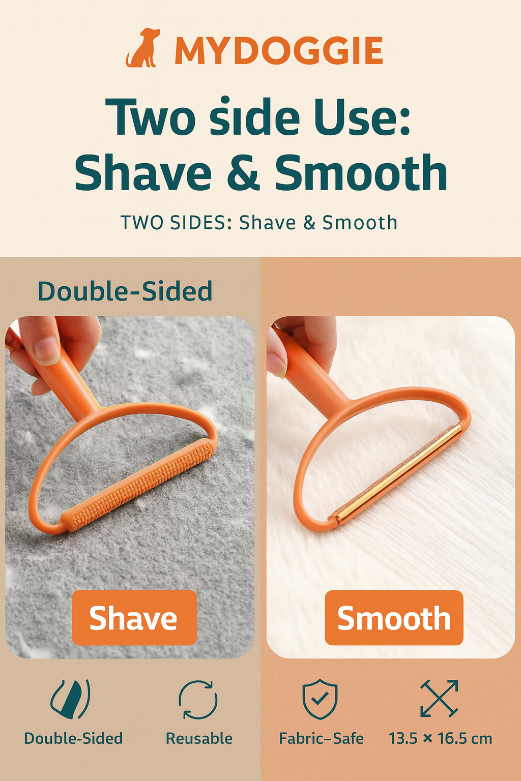 Double-Sided Pet Hair & Lint Remover for Clothes & Carpet