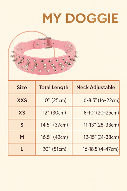 Spiked Studded Leather Dog Collar Rivets Pet Small Large Cat Pit Bull Adjustable