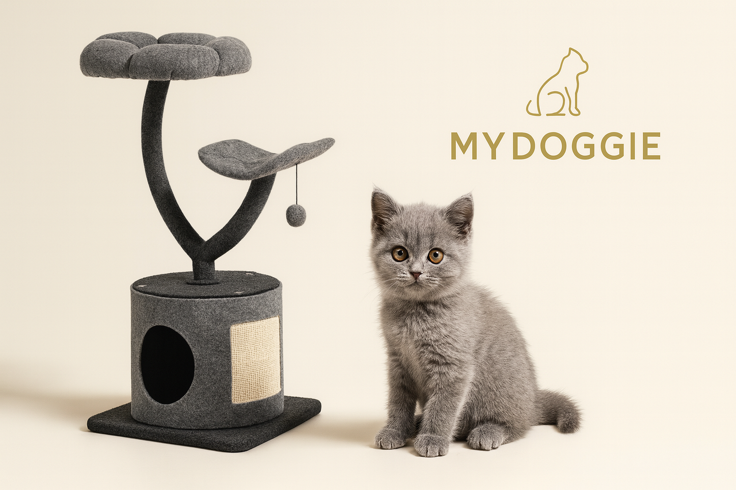 Cat Tree for Large and Small Cats with Curved Metal Supporting Frame