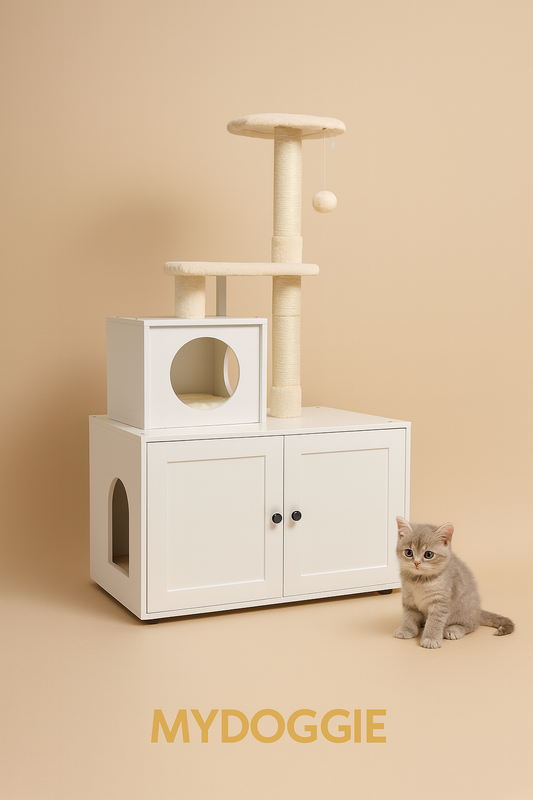 Cat Tree with Litter Box Enclosure with Cat Condo