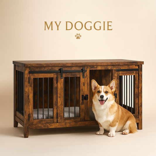 Colyt 64‘’ Large Dog Crate Furniture, Heavy-Duty Indoor Dog Kennel, with Divider, Sliding Doors
