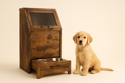 Pet Food Cabinet,Dog Feeding Station with 2 Elevated Dog Bowls