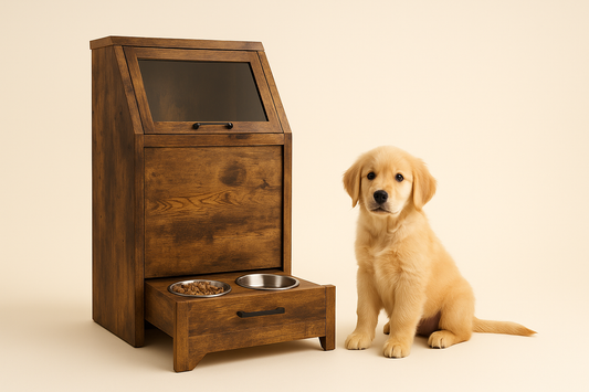 Pet Food Cabinet,Dog Feeding Station with 2 Elevated Dog Bowls