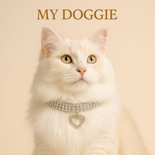 3 Pieces Bling Rhinestones Pet Collars Glitter Pendant Dog Collars Adjustable Crystal Cat Collar Elastic Pet Necklace for Small Pet Cat Dogs Puppy (White)