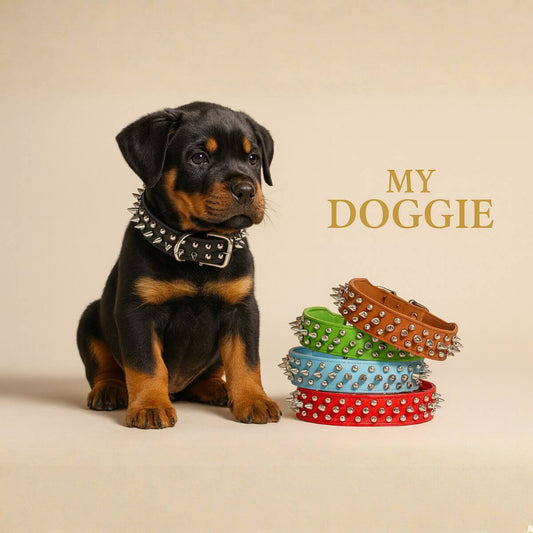 Spiked Studded Leather Dog Collar Rivets Pet Small Large Cat Pit Bull Adjustable