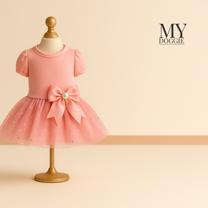 MYDOGGIEFOOD Luxury Velvet Dog Dress | Elegant Princess Outfit with Glitter Tulle & Satin Bow | Premium Gift Box | Perfect for Weddings, Birthdays & Special Occasions