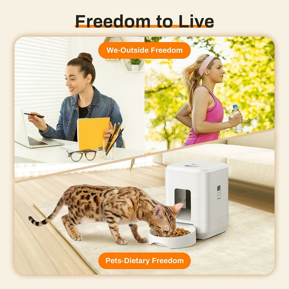 Smart Wi-Fi Auto Pet Feeder by Petavista – Remote Kibble Dispenser