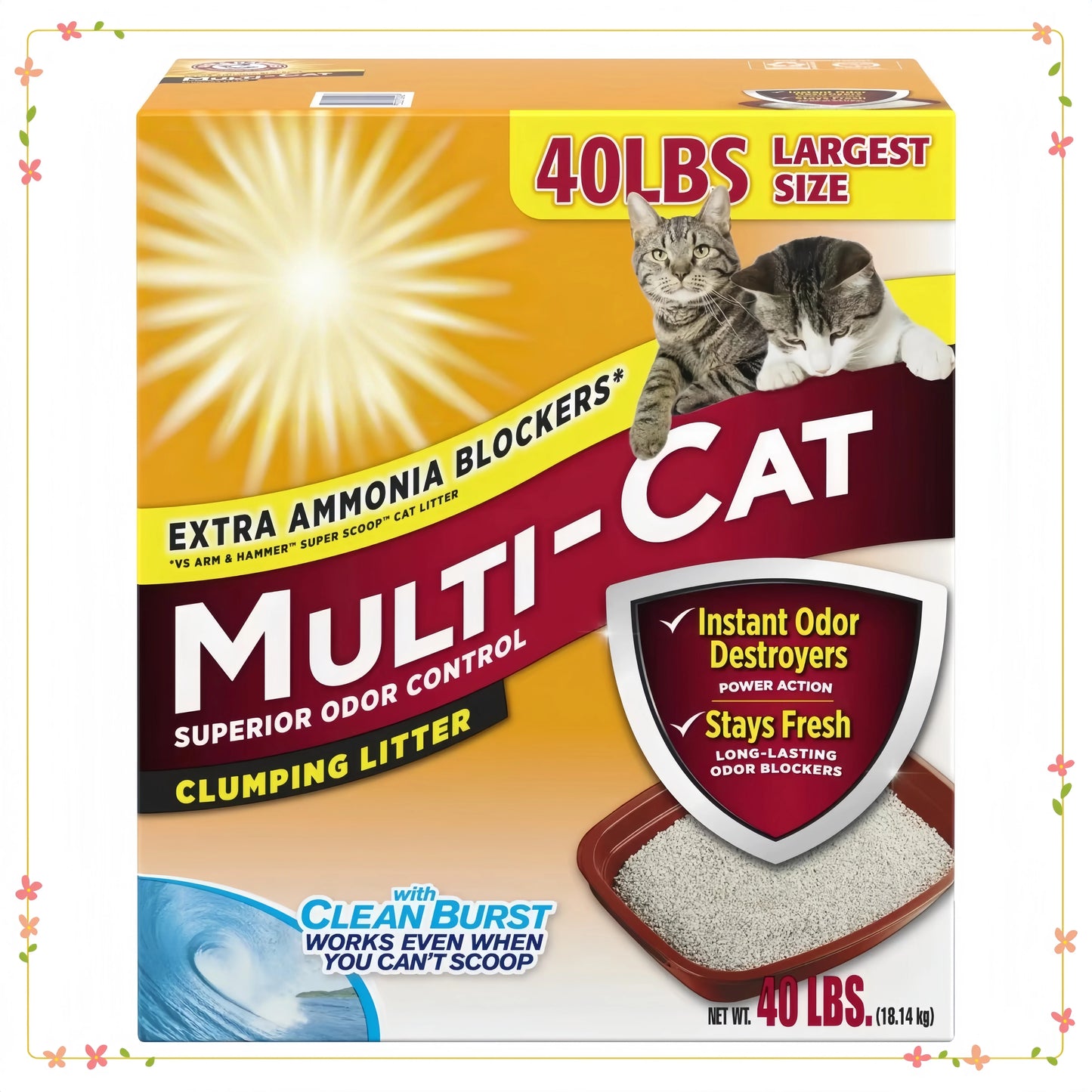 2-Pack Multi-Cat Clumping Litter 40 lb – Superior Odor Control, Clean Burst Scent