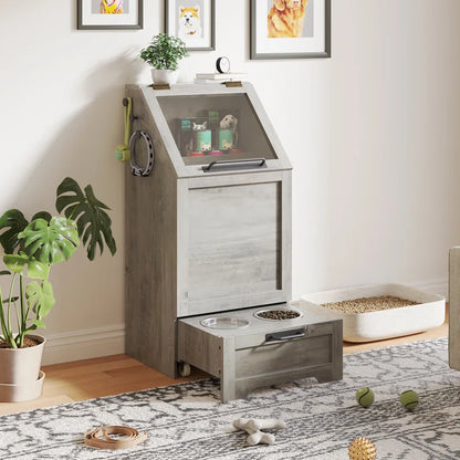 Pet Food Cabinet,Dog Feeding Station with 2 Elevated Dog Bowls