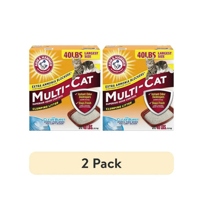 2-Pack Multi-Cat Clumping Litter 40 lb – Superior Odor Control, Clean Burst Scent
