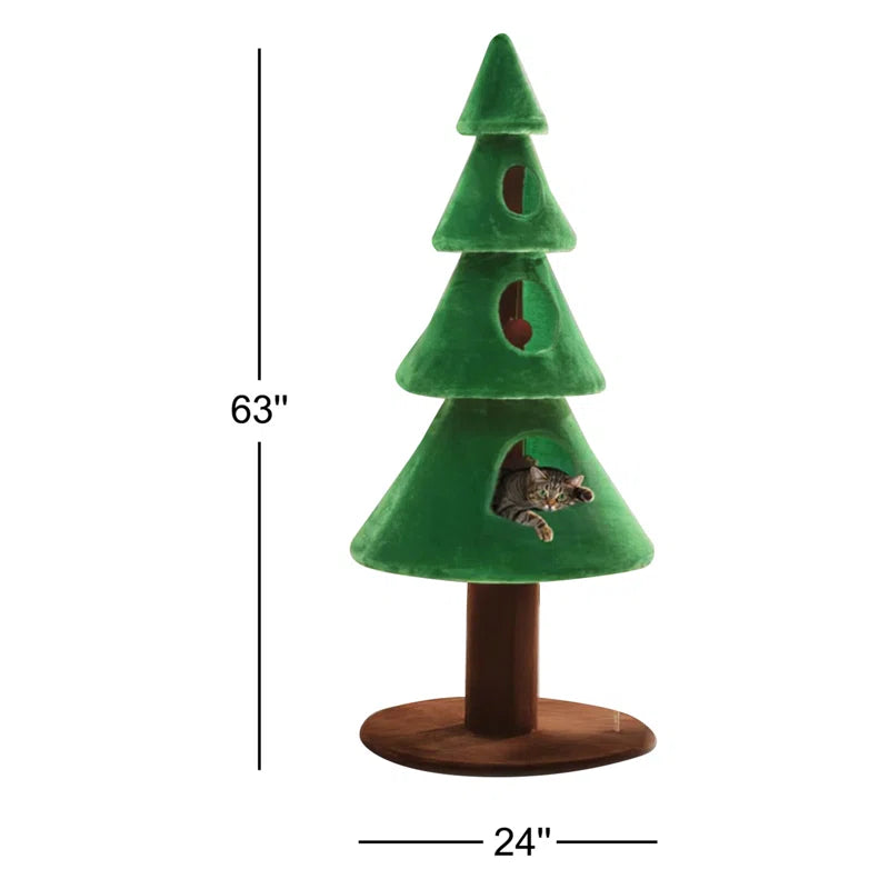 Drema 63'' H Christmas Cat Tree Condos and Toy Included