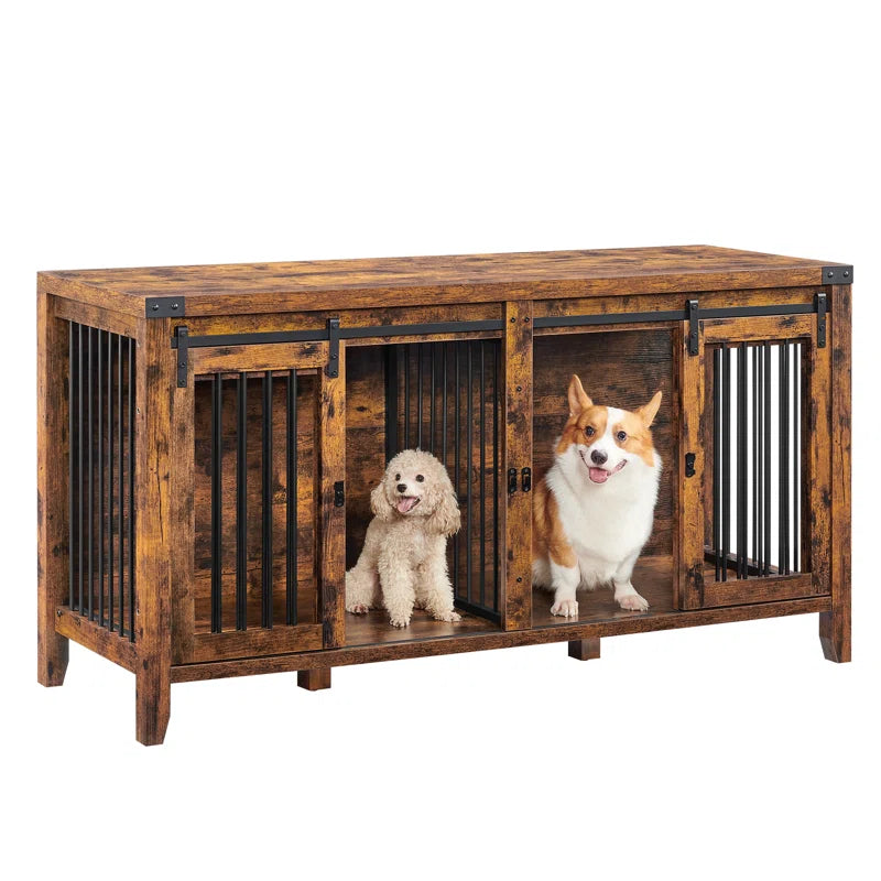 Colyt 64‘’ Large Dog Crate Furniture, Heavy-Duty Indoor Dog Kennel, with Divider, Sliding Doors