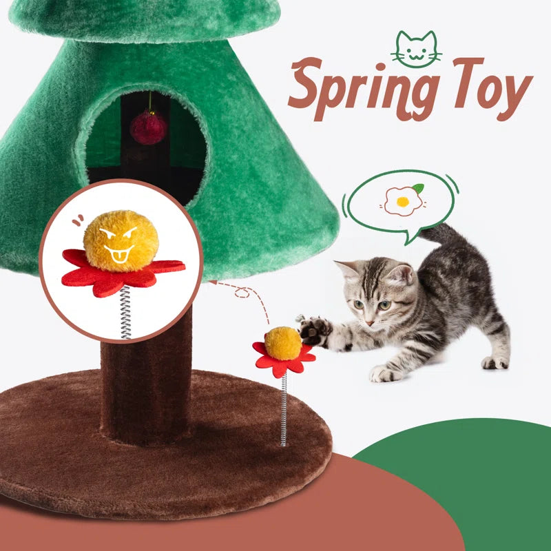 Drema 63'' H Christmas Cat Tree Condos and Toy Included