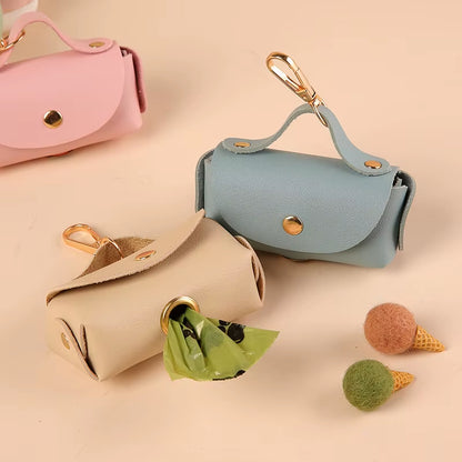 Portable Dog Poop Bag Holder PU Durable Pet Waste Bag Dispenser for Dogs Outdoor Pet Trash Bags Dispenser Dog Accessories